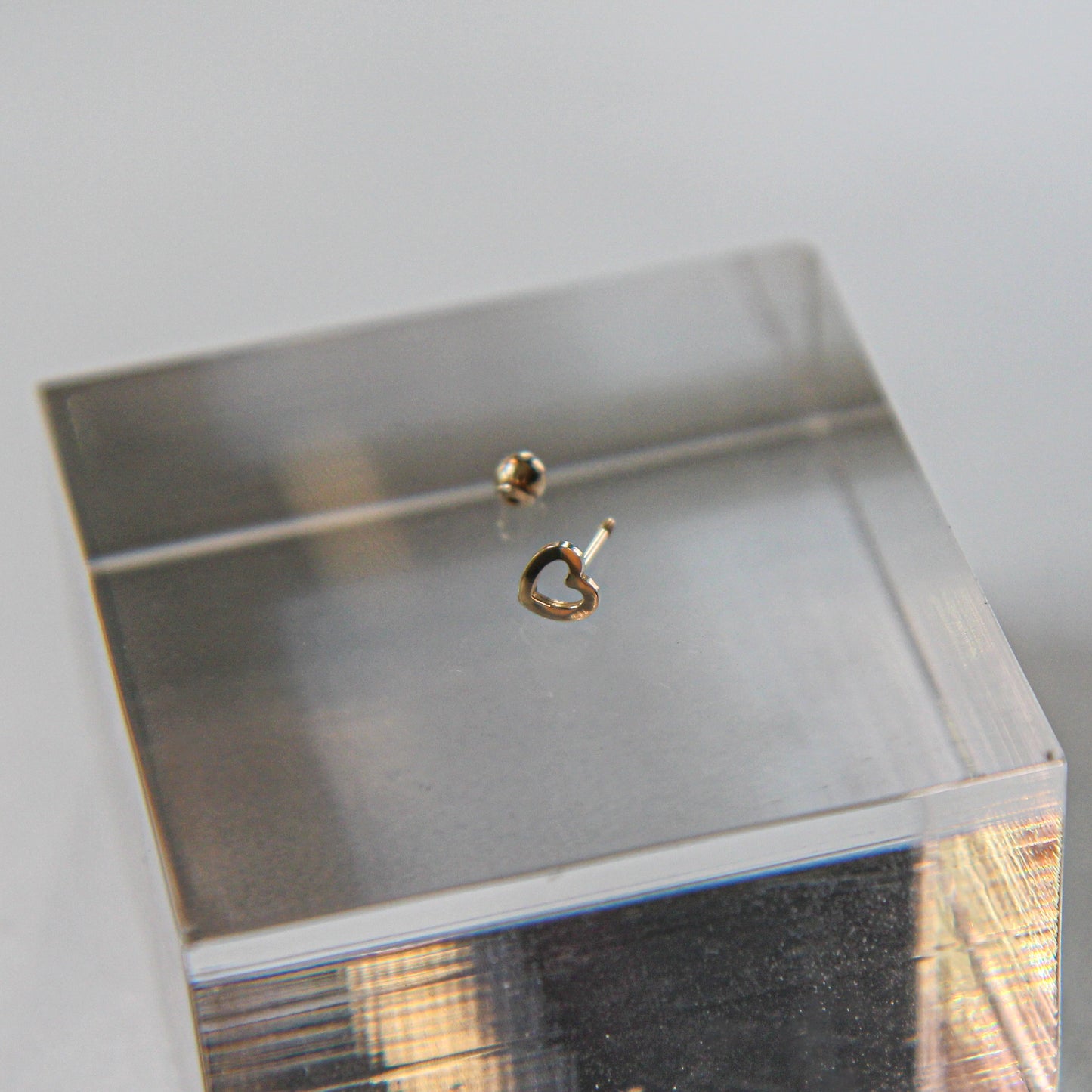 14k Solid Gold Mini Heart Ball Screw Back Earring