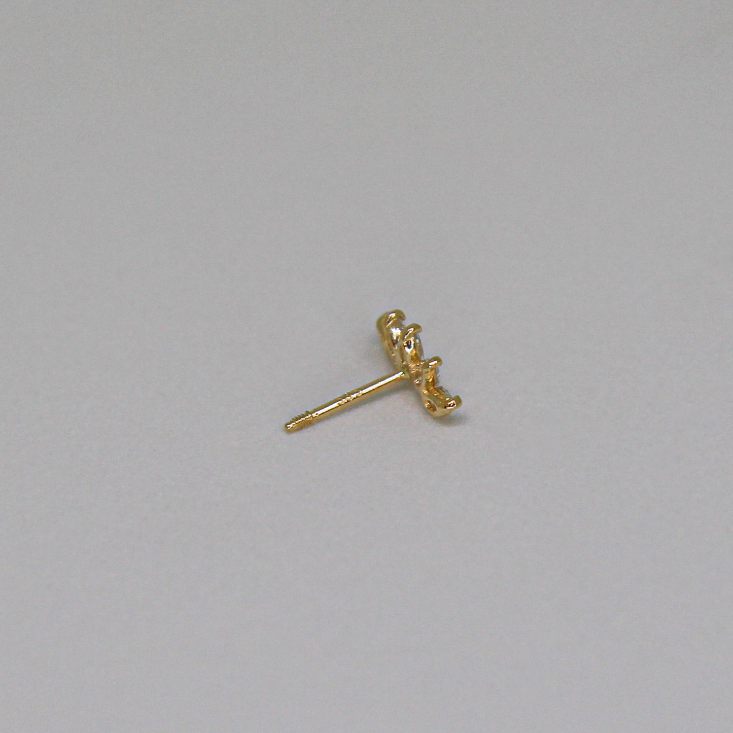 14k Solid Gold Crystal Marquise Crown Screw Back Earring