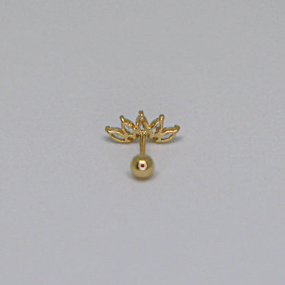 14k Solid Gold Crystal Marquise Crown Screw Back Earring