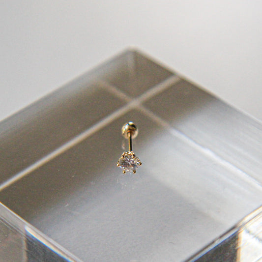 14k Solid Gold Dew Drop Screw Ball Back Earring Piercing
