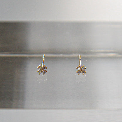 14k Solid Gold Crystal Mini Crystal Clover Stud Earring