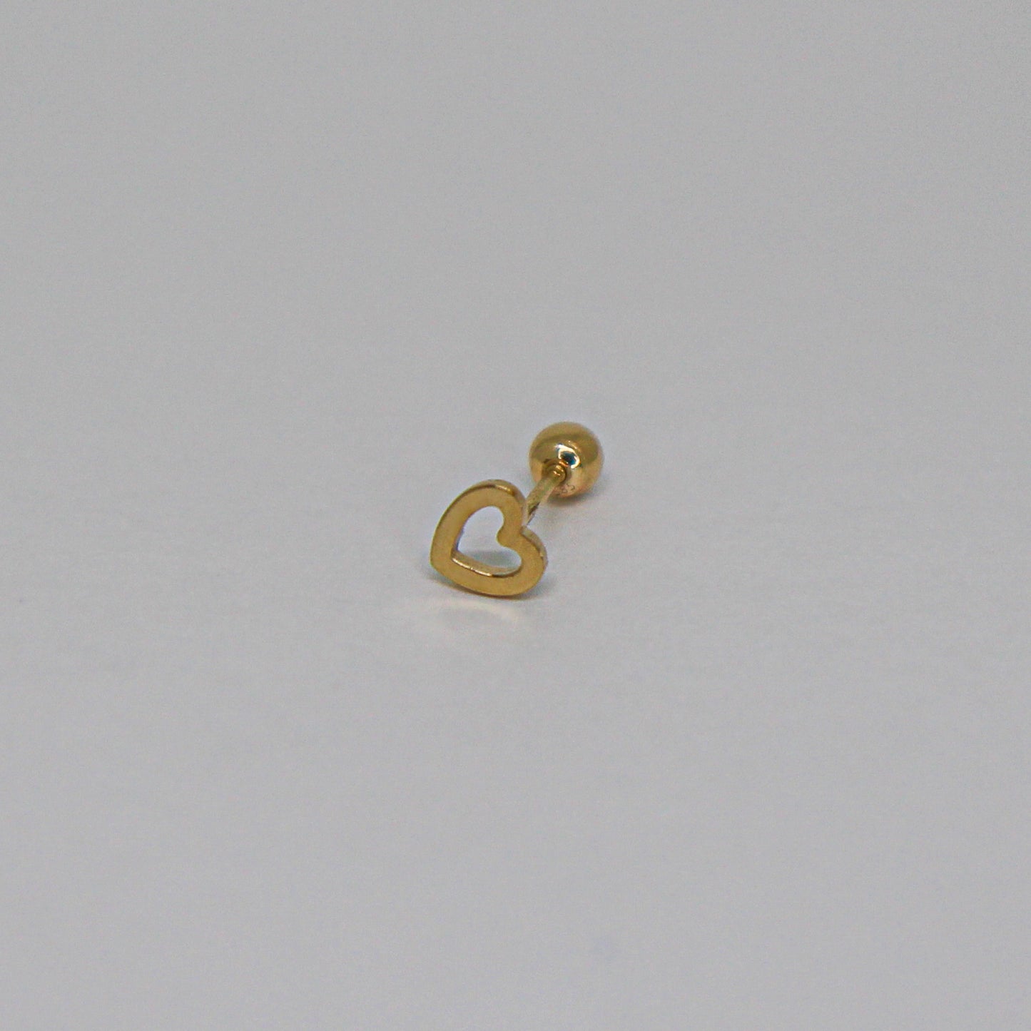 14k Solid Gold Heart Screw Back Earring