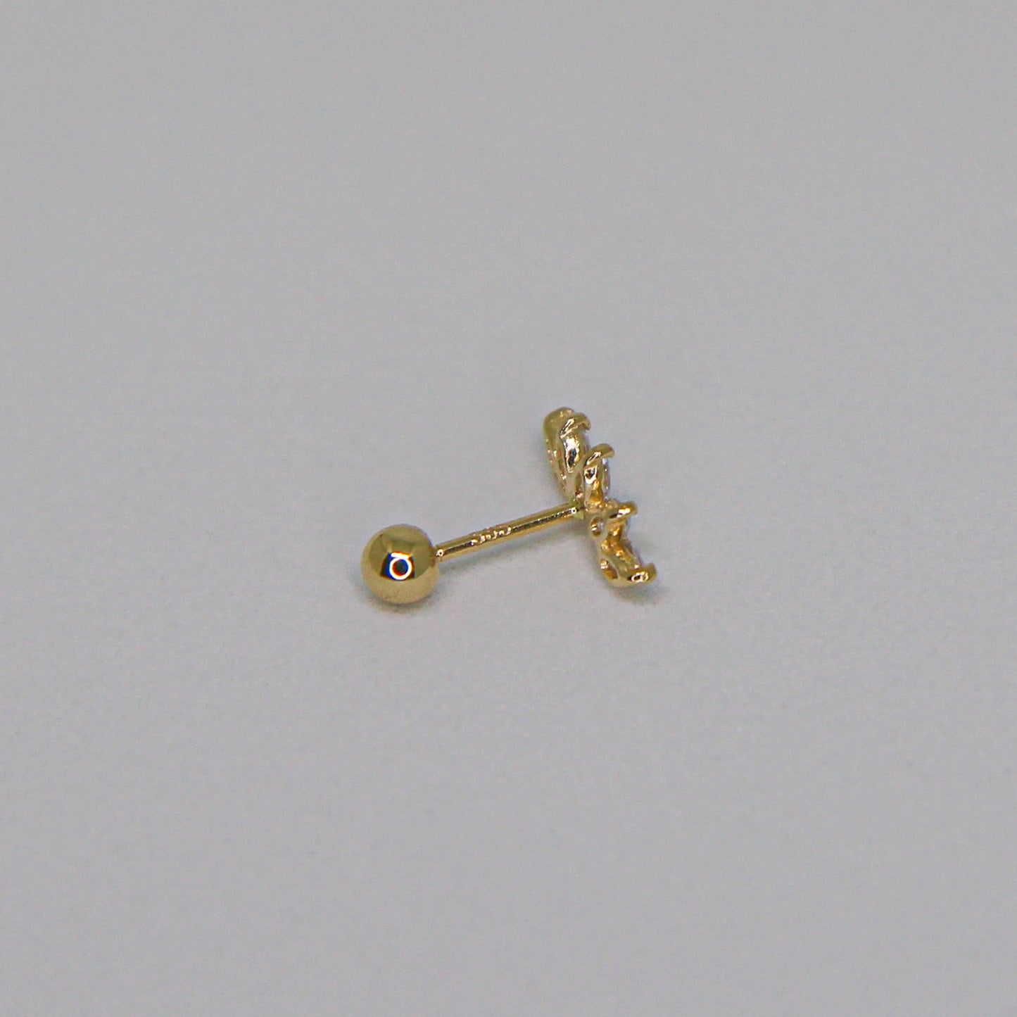 14k Solid Gold Crystal Marquise Crown Screw Back Earring