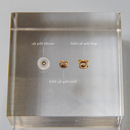 14k Solid Gold Crystal Mini Clover Stud Earring